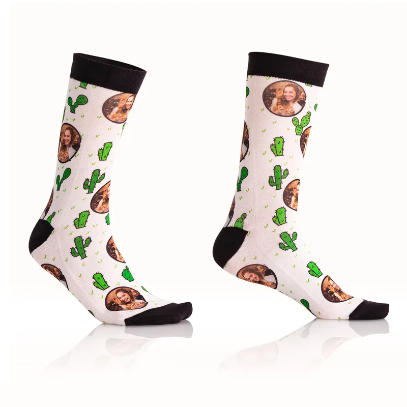 Personalised Cactus Photo Socks for Birthdays and New Year