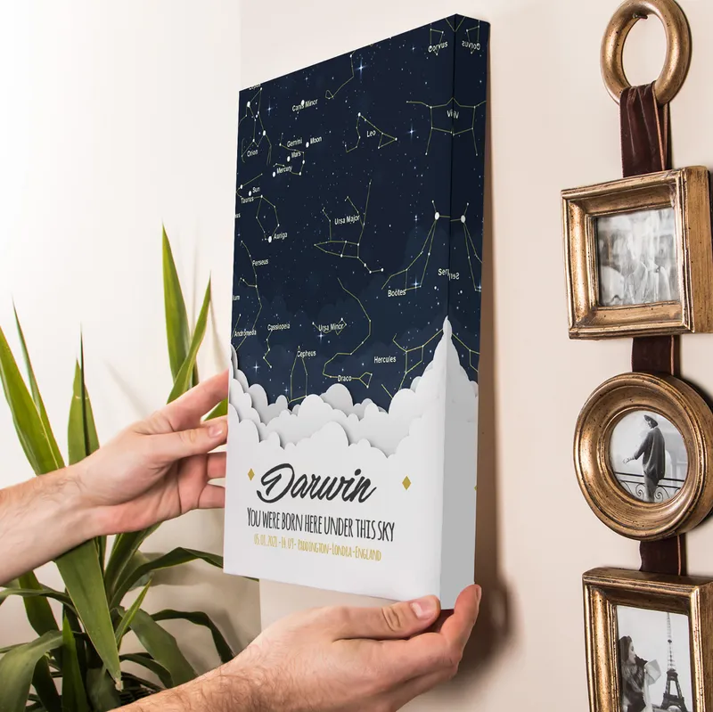 Personalised Baby Boy Star Map Canvas Print 12x16