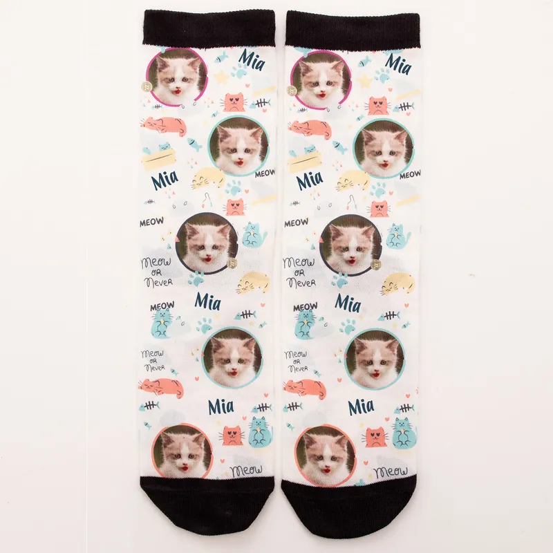 Personalised Cat Face Photo Socks for Pet Lovers