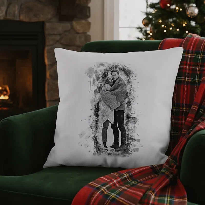 Charcoal Design Photo Printed Pillow