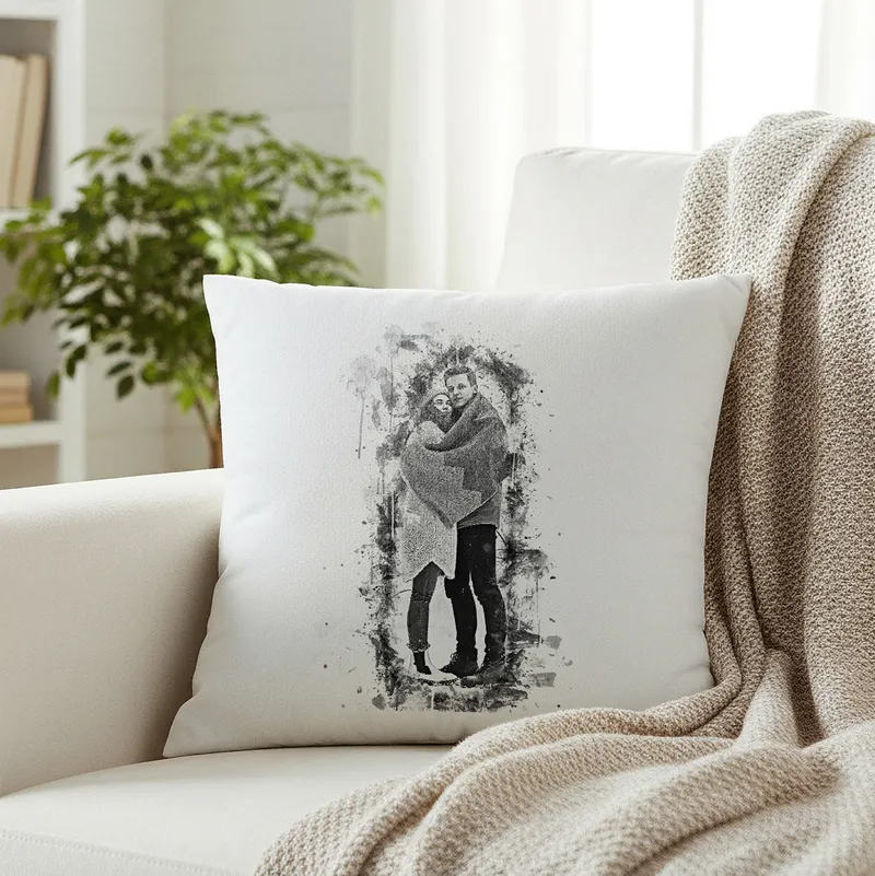 Charcoal Design Photo Printed Pillow