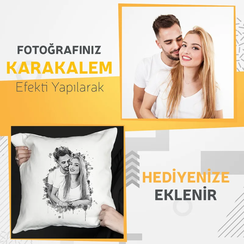 Charcoal Design Photo Printed Pillow