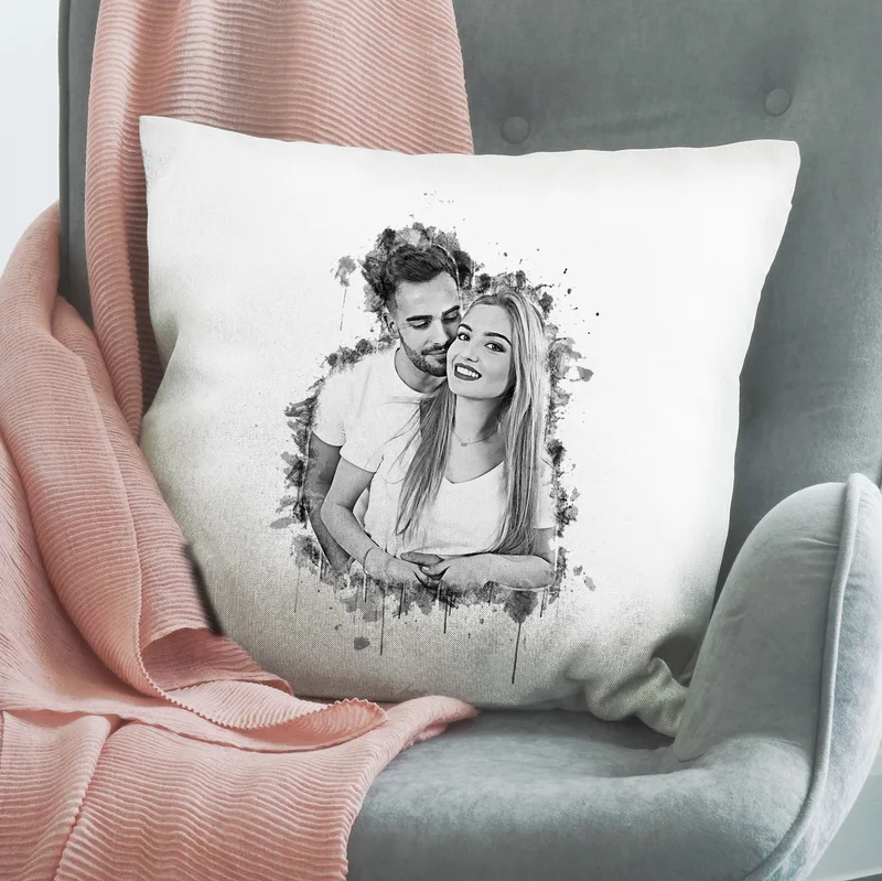Charcoal Design Photo Printed Pillow