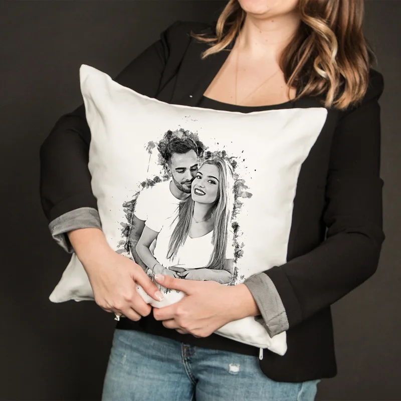 Charcoal Design Photo Printed Pillow