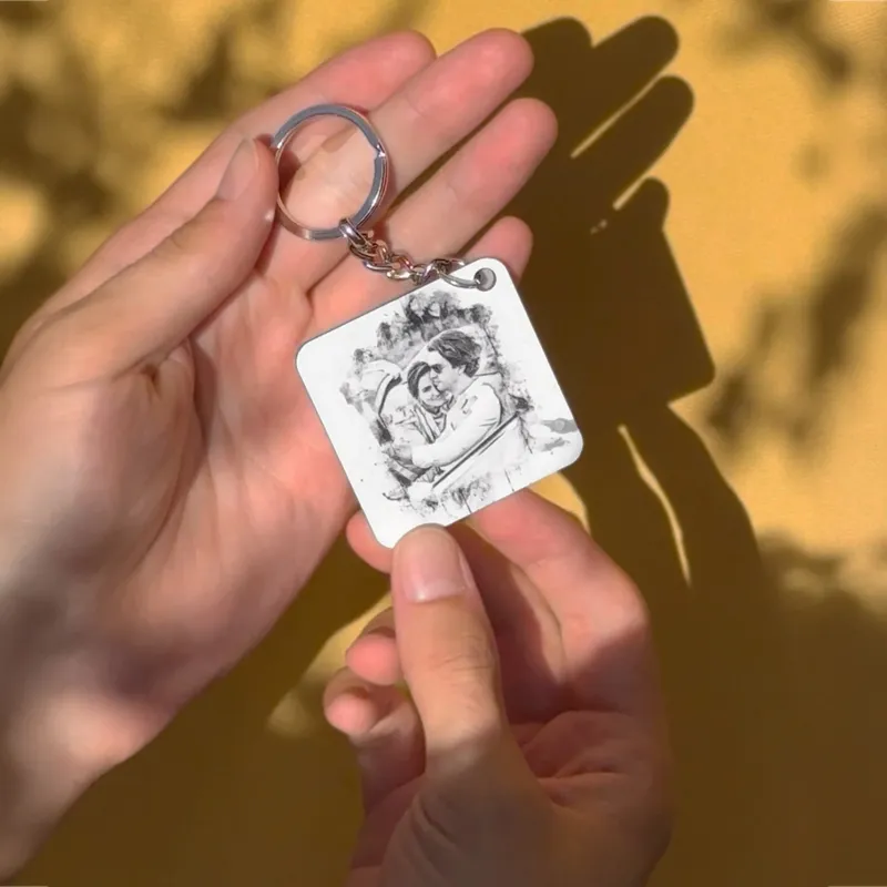 Charcoal Drawing Design Personalized Keychain