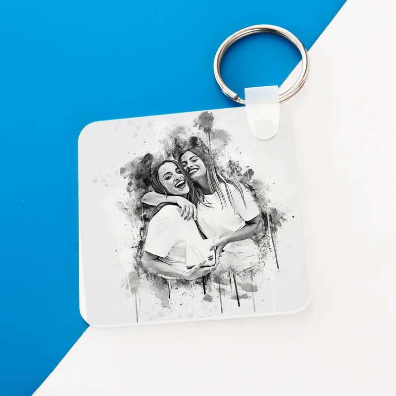 Charcoal Drawing Design Personalized Keychain