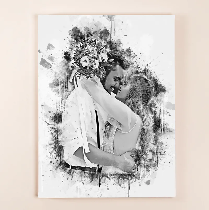 Charcoal Drawing Design Wedding Gifts Photo Canvas Print 15.75x11.8
