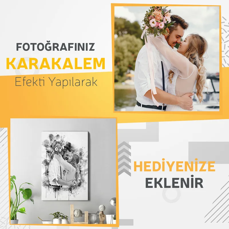 Charcoal Drawing Design Wedding Gifts Photo Canvas Print 15.75x11.8