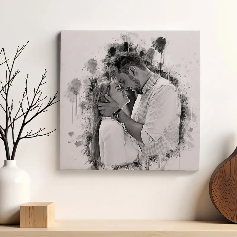 Personalised Charcoal Drawing Canvas Portrait 10x10