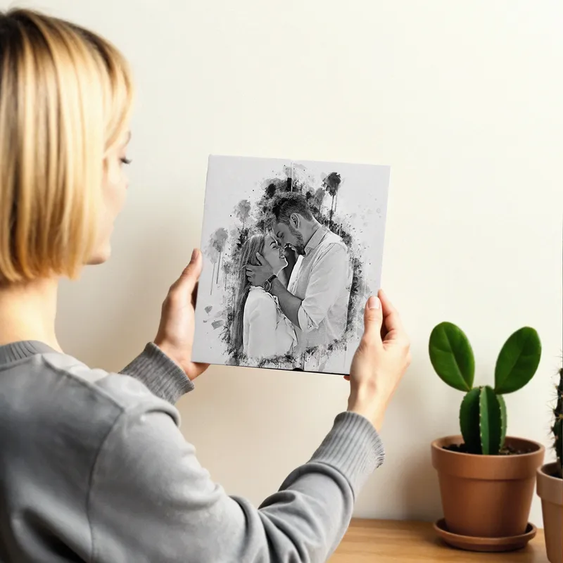 Personalised Charcoal Drawing Canvas Portrait 10x10