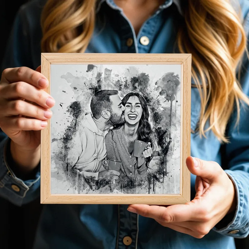 Charcoal Effect Wooden Frame Photo