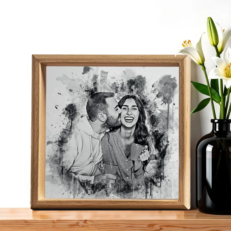 Charcoal Effect Wooden Frame Photo