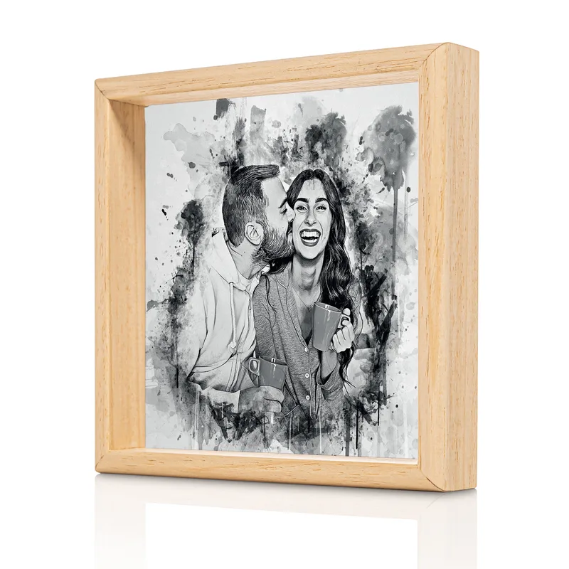 Charcoal Effect Wooden Frame Photo