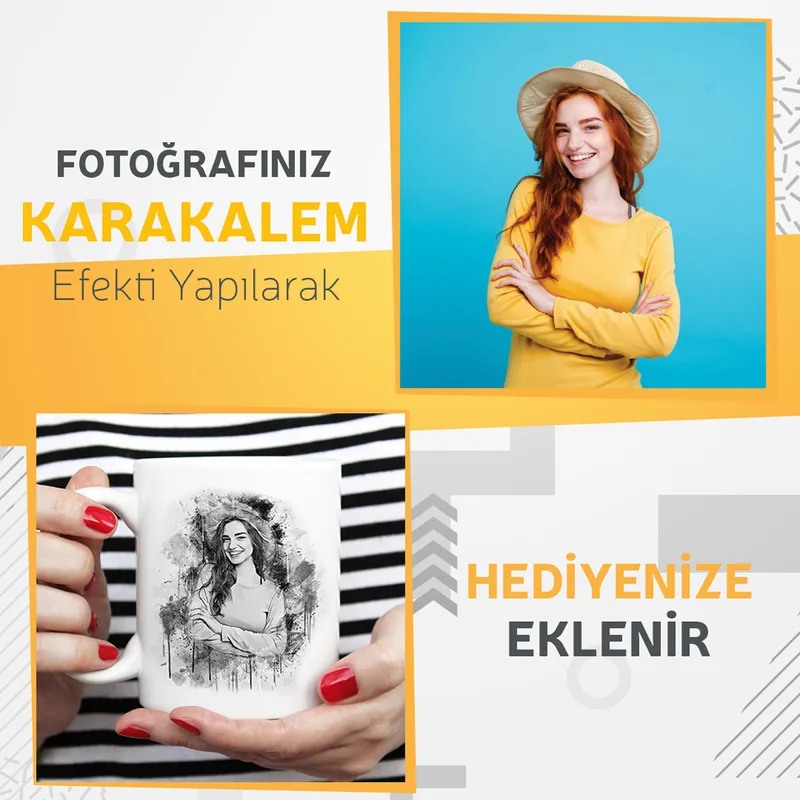 Charocoal Effect Personalized Photo Printed Porcelain Mug