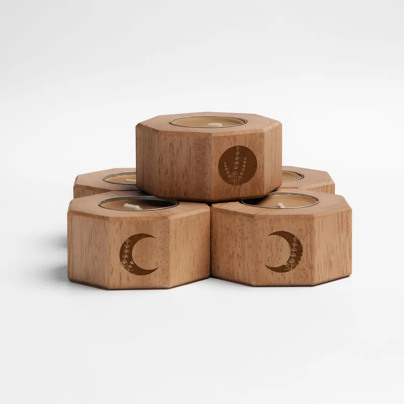 Chic Wooden Candle Holder Set Of 5 for Lifestyle Home Ambiance