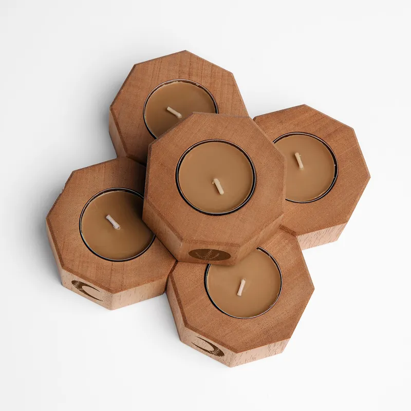 Chic Wooden Candle Holder Set Of 5 for Lifestyle Home Ambiance