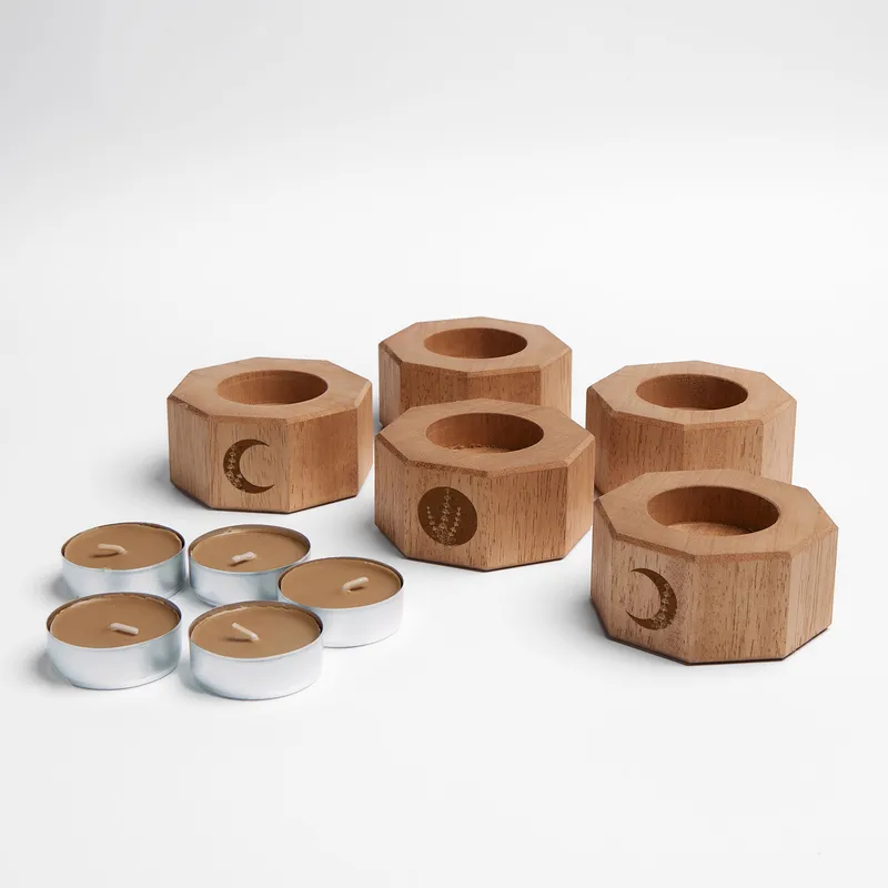 Chic Wooden Candle Holder Set Of 5 for Lifestyle Home Ambiance