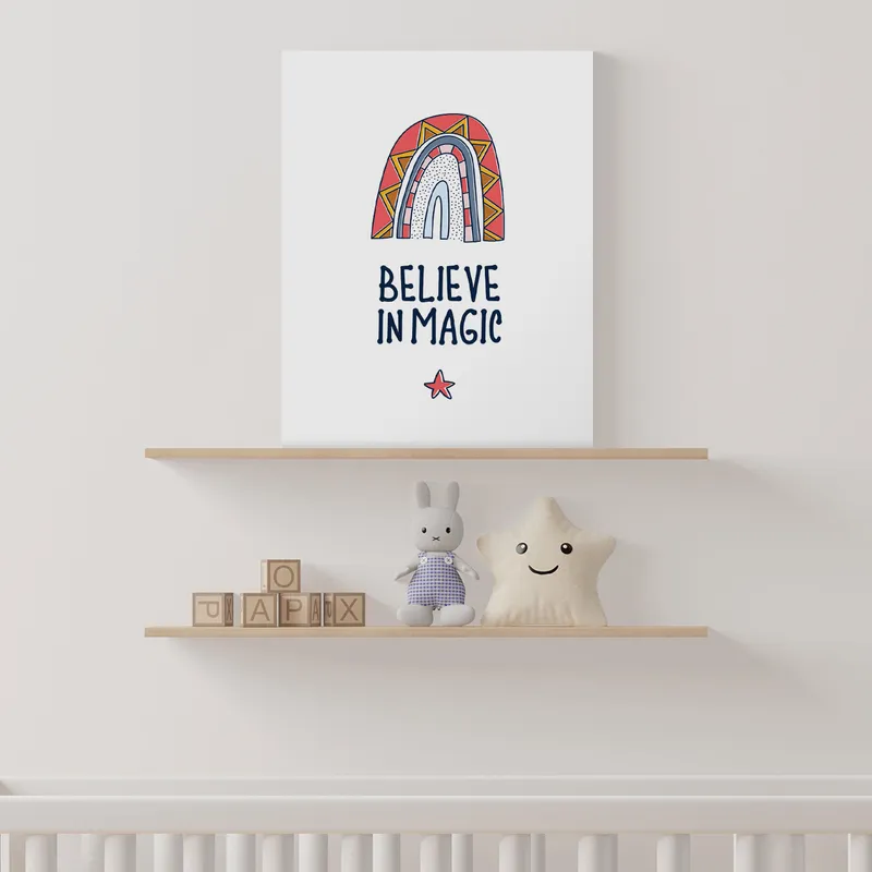 Children's Room Decorative Art Print with Believe in Magic Design