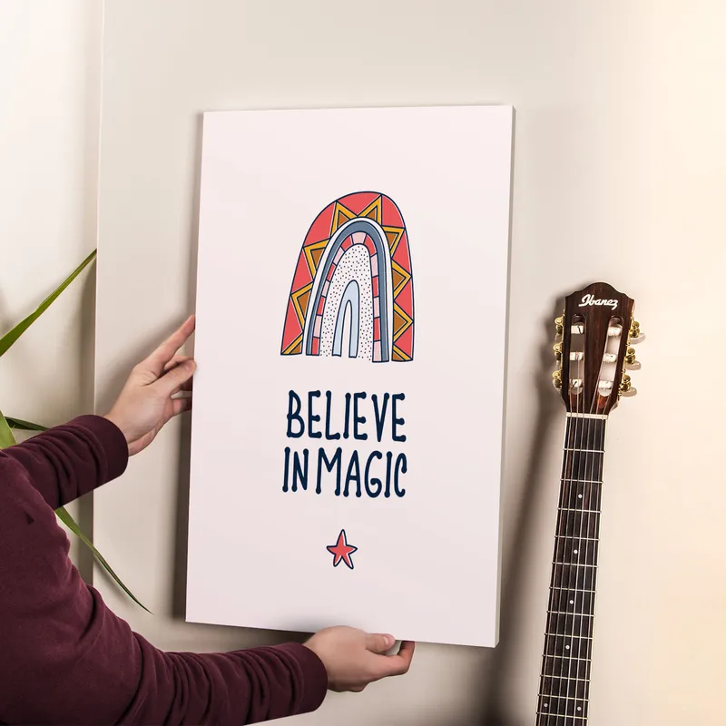 Children's Room Decorative Art Print with Believe in Magic Design