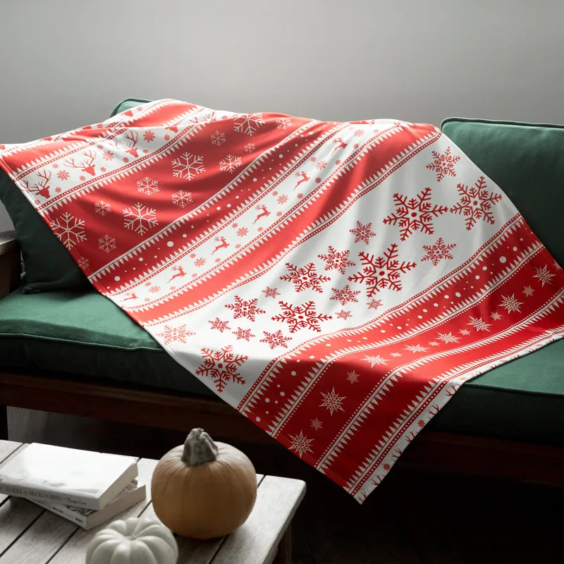 Festive Red Snowflake TV Blanket for Cosy Winter Evenings