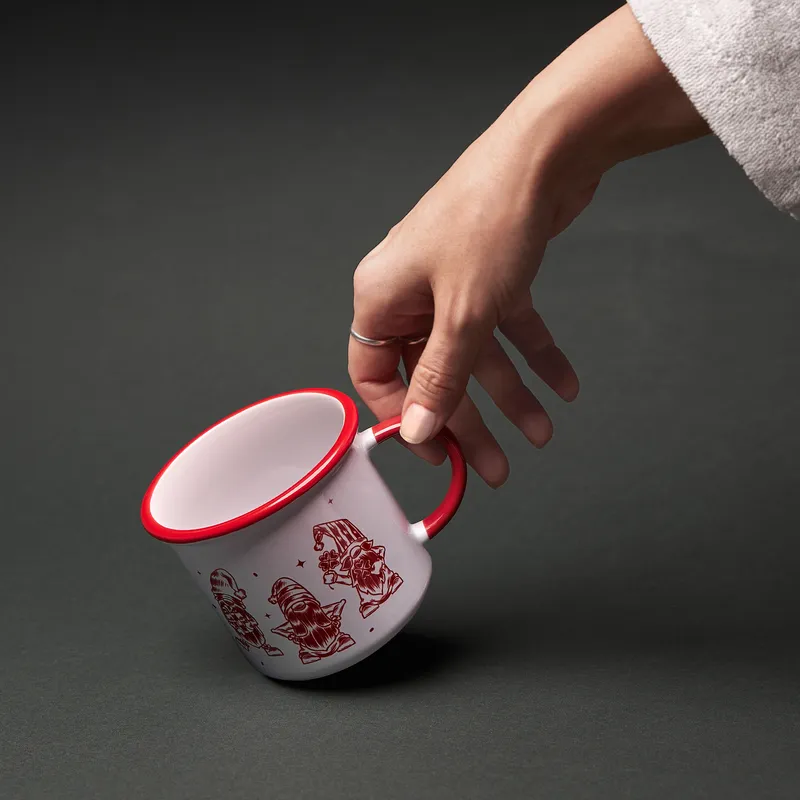 Christmas Elf Enamel Mug for New Year Cheer