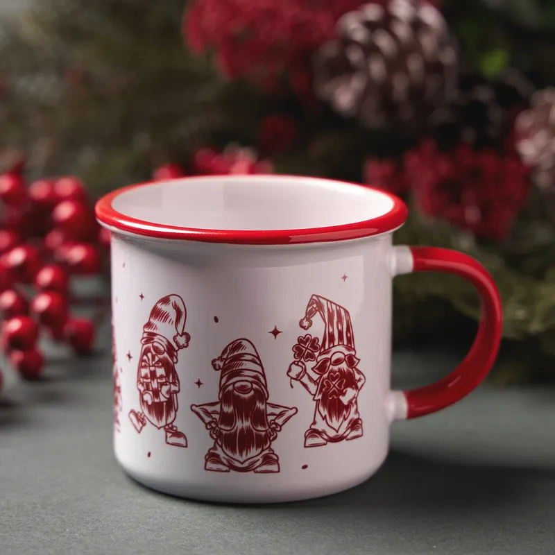Christmas Elf Enamel Mug for New Year Cheer