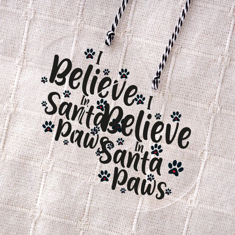 Christmas Gift I Believe in Santa Paws Pine Tree Ornament