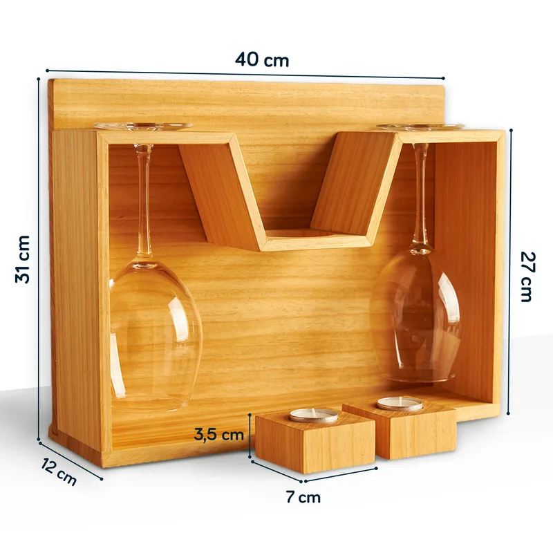 Personalised Reindeer Antler Wine Rack with Glasses & Candle Set