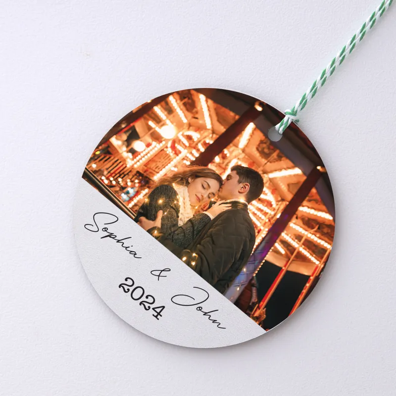 Personalised Photo Christmas Ornament for Couples