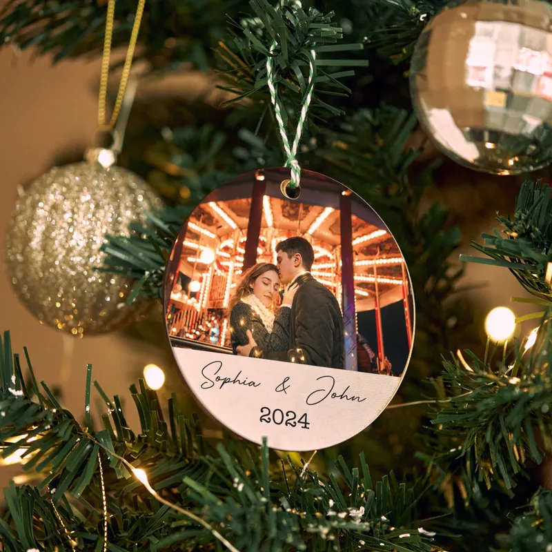 Personalised Photo Christmas Ornament for Couples