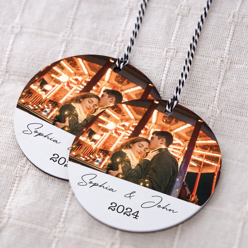 Personalised Photo Christmas Ornament for Couples