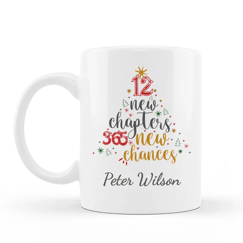 Christmas Tree Designed Porcelain Mug with Name Writing
