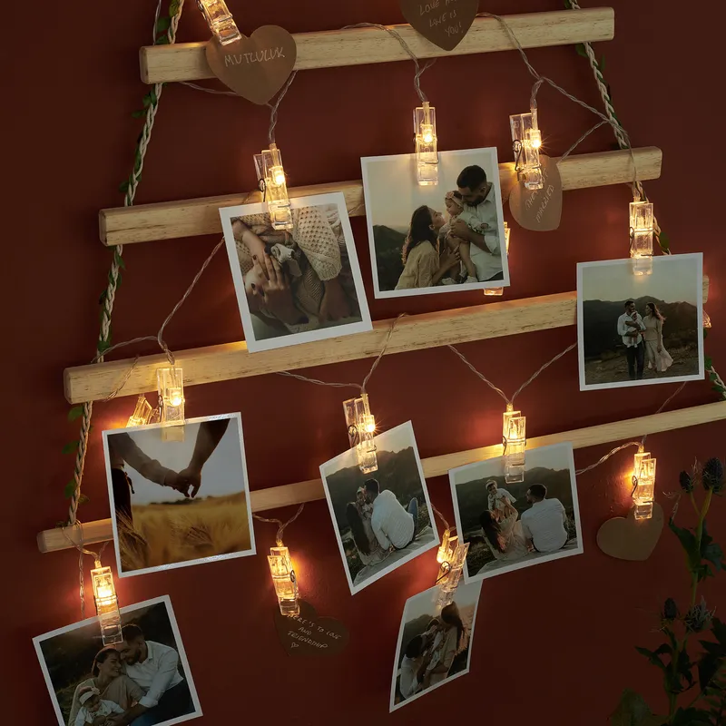 Christmas Tree LED Light Wooden Photo Holder