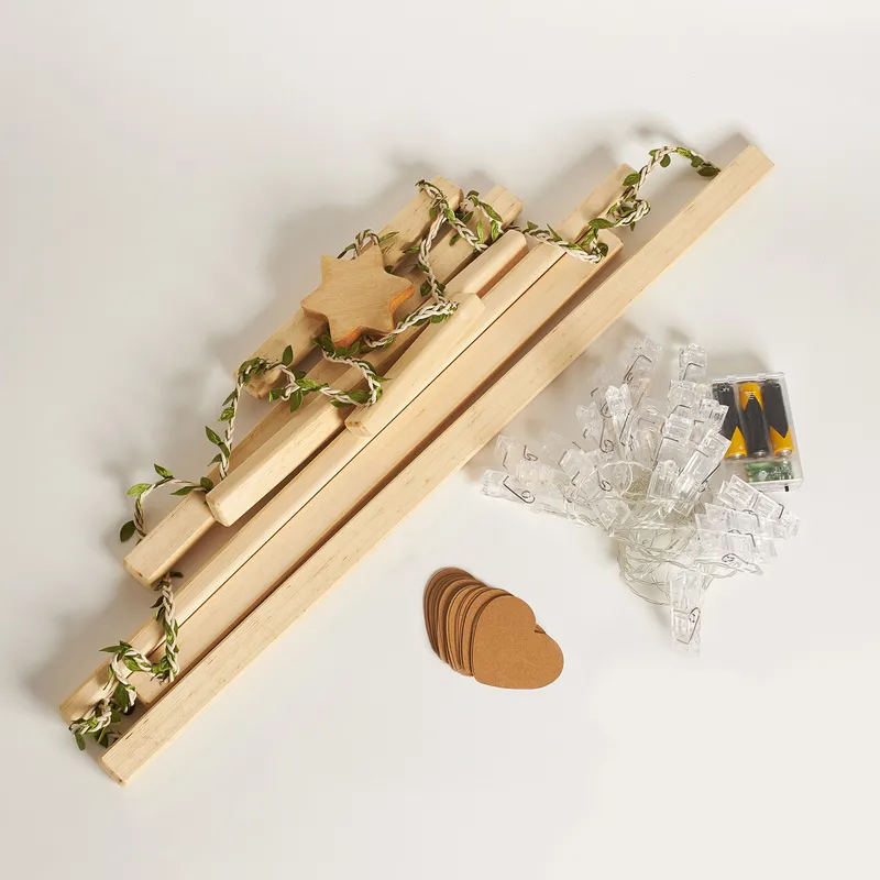 Christmas Tree LED Light Wooden Photo Holder