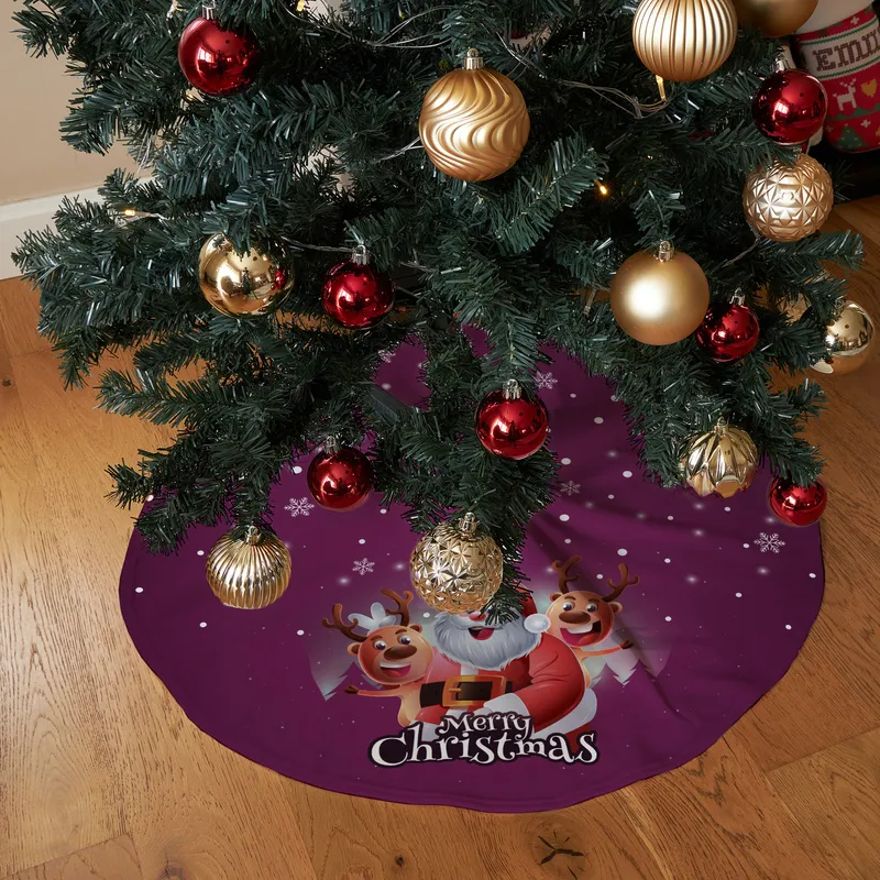 Christmas Tree Skirt with Special Message and Santa Claus Design