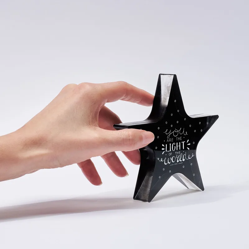 Clear Acrylic Desk Star with You Are The Light Of The World Design