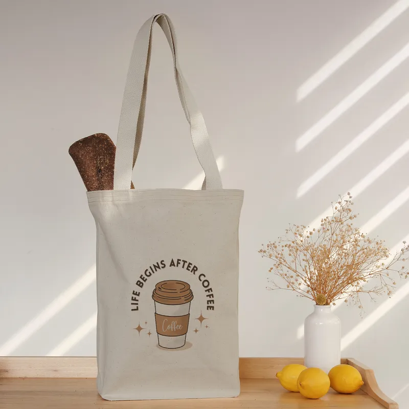Coffee Lover Design Canvas Tote Bag