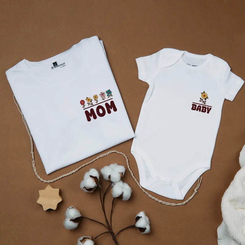 Colourful Flowers Newborn Mum & Baby Matching Outfit Gift
