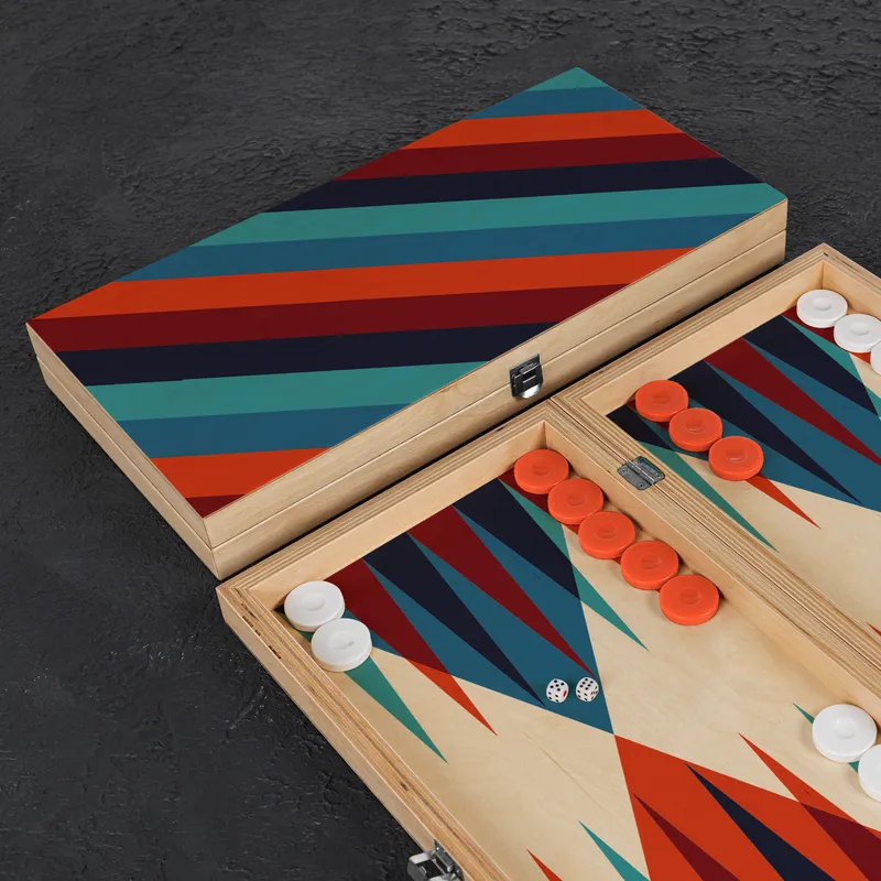Colorful Striped Handmade Modern Backgammon Set