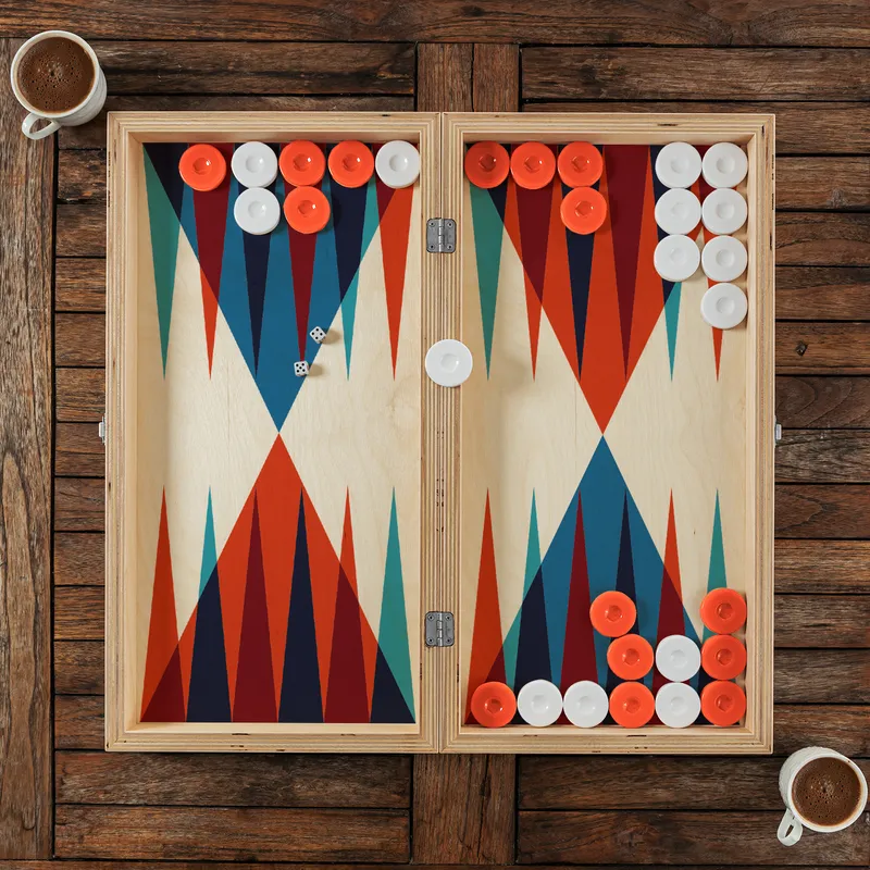 Colorful Striped Handmade Modern Backgammon Set