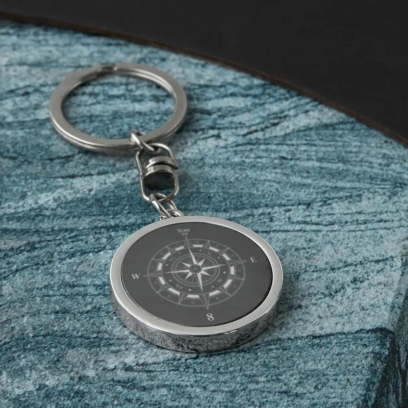 Compass Design Metal Keychain Gift for Couple