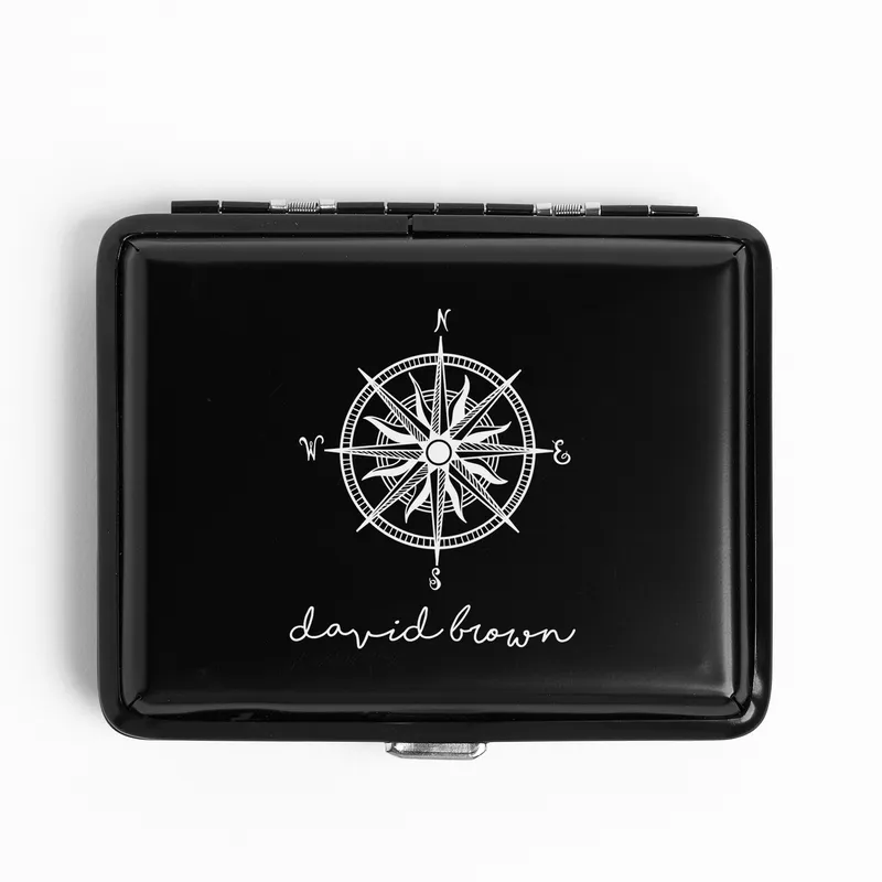 Compass Design Personalized Cigarette Case