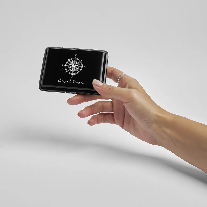 Compass Design Personalized Cigarette Case