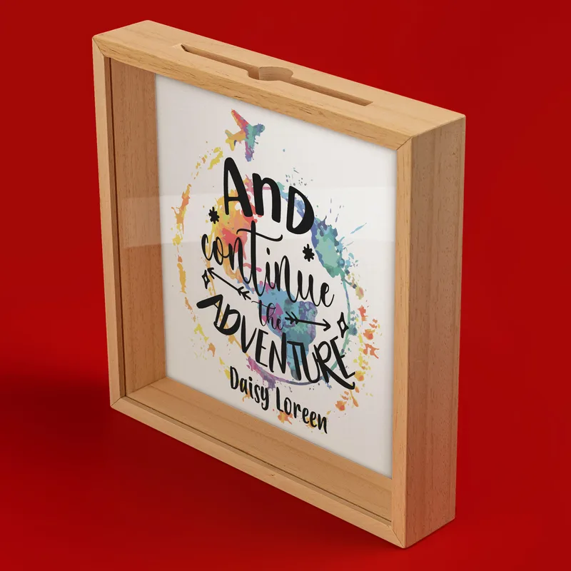 Continue the Adventure Design Wooden Ticket Collection Box