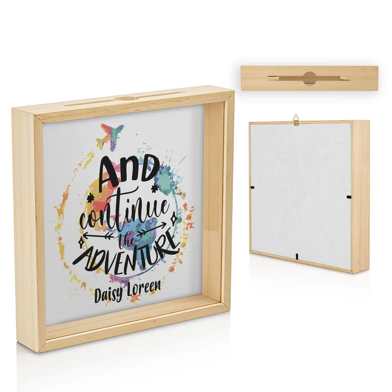 Continue the Adventure Design Wooden Ticket Collection Box