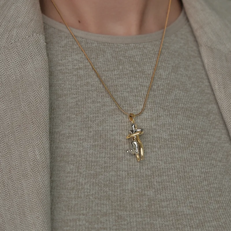 Couples Embrace Design Necklace