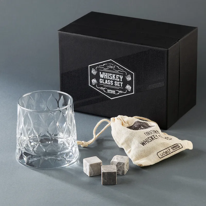 Crystal Patterned Whiskey Glass Set in Special Box
