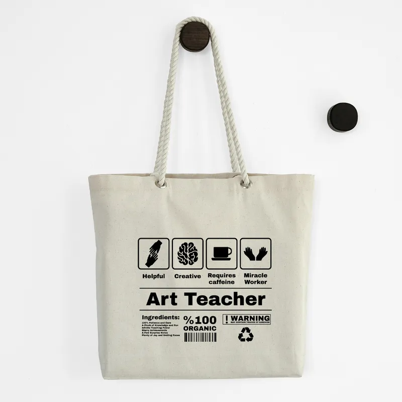 Personalised Art Teacher Canvas Tote Bag