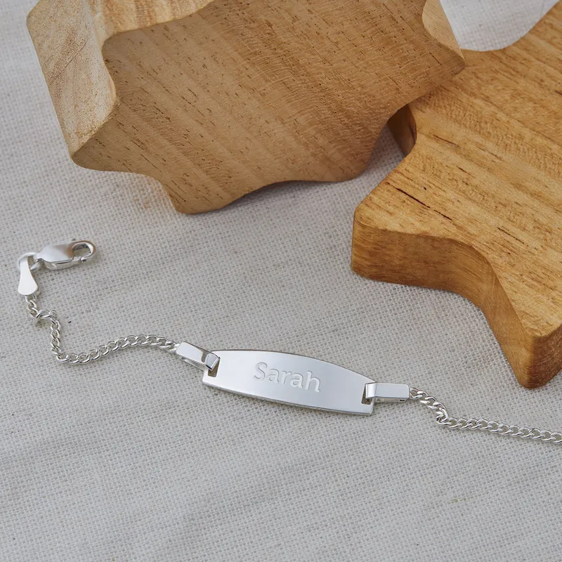 Personalised Silver Baby ID Bracelet Keepsake Gift