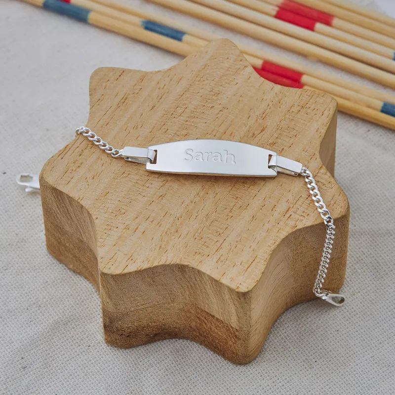 Personalised Silver Baby ID Bracelet Keepsake Gift